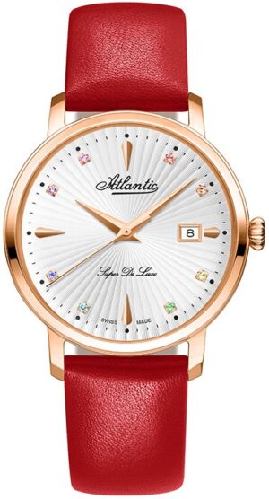 Atlantic Piros Színű Női karóra, Super De Luxe Precious Stones 29355.44.29LRD