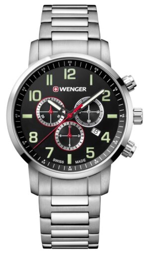 Wenger Ezüst Színű Férfi karóra, Attitude Chronograph 01.1543.102