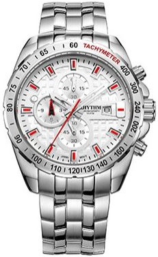 Rhythm Ezüst Színű Férfi karóra, Chronograph S1407S01