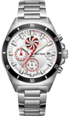 Rhythm Ezüst Színű Férfi karóra, Chronograph S1404S01