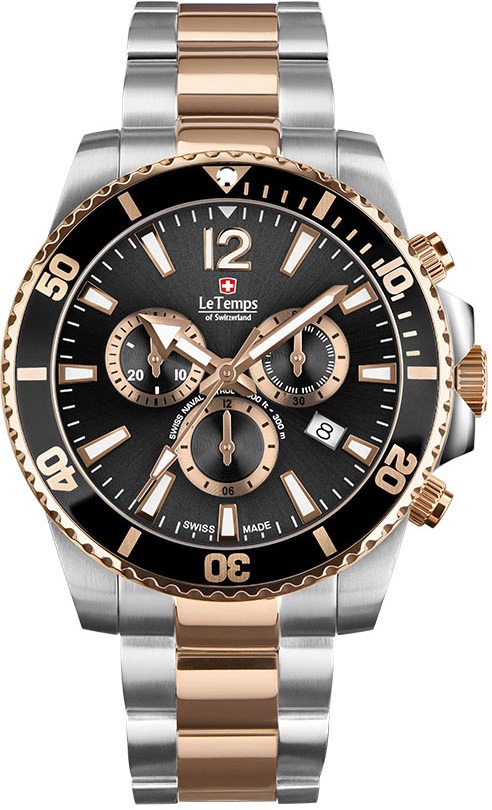 Le Temps Ezüst-rózsaarany Színű Férfi karóra, Swiss Naval Patrol QUARTZ CHRONOGRAPH LT1044.45BT02