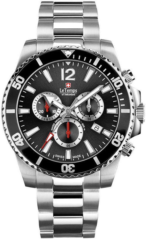 Le Temps Ezüst Színű Férfi karóra, Swiss Naval Patrol QUARTZ CHRONOGRAPH LT1044.01BS01