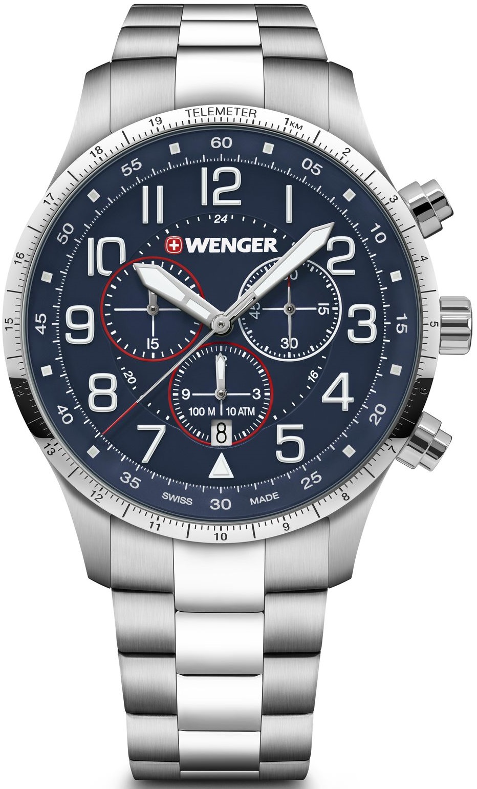 Wenger Ezüst Színű Férfi karóra, Attitude Chrono 01.1543.118