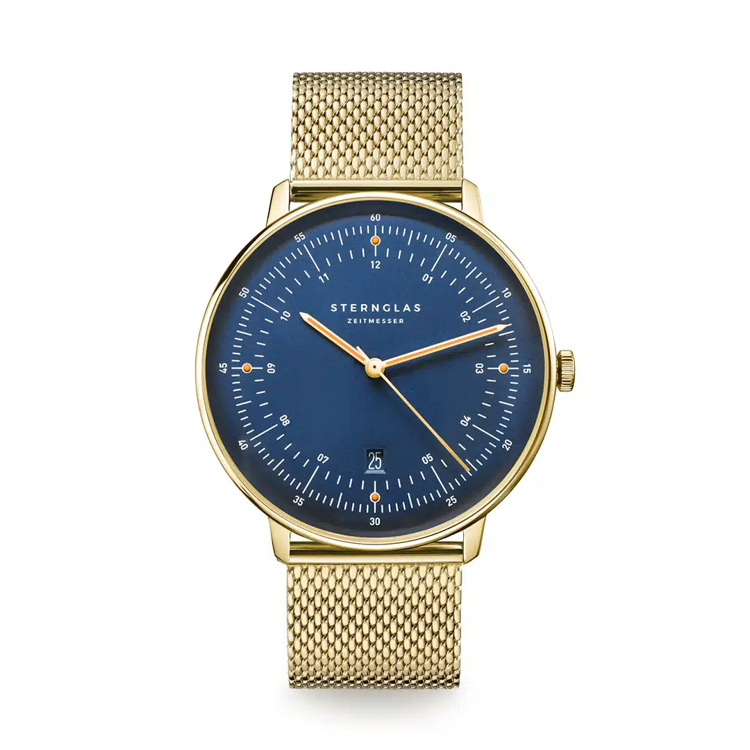 Sternglas Hamburg limitált széria (999 db készült) ⎮Milánói szíj 1 Sternglas hamburg gold quartz óra